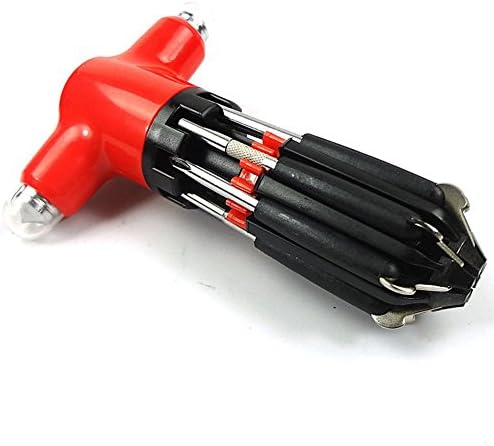 8 in 1 Multifunctional Screwdriver Torch with 1 Working Indicator 2 Rescue Hammers 3 LED Lights