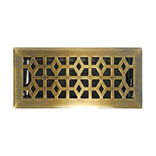 Accord AMFRABM412 Floor Register with Marquis Design, 4-Inch x 12-Inch, Antique Brass