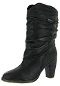DIESEL Jeans Charm Womens Slouchy Pull On Leather Mid Calf Boots Shoes Dress Heels Black