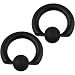 Pair of Glass Tapered Captive Bead Rings with Rubber Bead: 000g 5/8 Matte Black