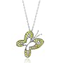 Sterling Silver Created Yellow and White Sapphire Butterfly Pendant with 18" Chain