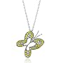 Sterling Silver Yellow and White Sapphire Butterfly Pendant with 18" Chain