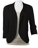 A. Byer Three Quarter Sleeve Soft Blazer BLACK Small Juniors