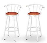 2 Glitter Copper Vinyl Specialty / Custom White Barstools with Backrest Set ....