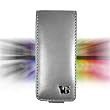 Apple iPod Nano 5th Generation (5G Video) Premium **VG BRAND** Leather Flip Case Cover **SILVER** + Vangoddy ?(Trademarked) Orange Silicone Wrist Band!!!