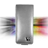 Apple iPod Nano 5th Generation (5G Video) Premium **VG BRAND** Leather Flip Case Cover **SILVER** + Vangoddy TM(Trademarked) Orange Silicone Wrist Band!!!
