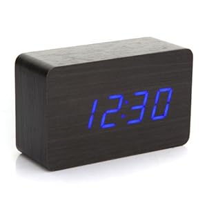 Affichage REVEIL MATIN HORLOGE POSER cube EN BOIS DIGITAL LED Pendules