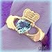 14K Heart-Shaped Aqua Claddagh Ring