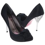 Paris Hilton Women's Spelled Pump,Black Satin,8.5 M US