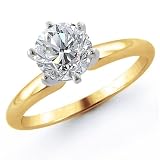 14K 1.50 Carat Round Cut Solitaire Diamond Ring (G-H ; SI1-2)