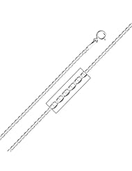 14K White Gold 1.4mm Flat Mariner Chain Necklace with Spring Clasp - 22" Inches