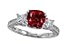 3.22 cttw Zoe R(tm) 14k Gold Plated 925 Silver Engagement Ring with 14 genuine Diamonds and 7mm Cushion Cut Lab Created Ruby by Zoe R - Gold Plated Silver