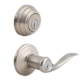 Kwikset Signatures Tustin Lever SmartKey Single Cylinder Combo Pack in Satin Nickel Finish #991TNL15SMTCPK4