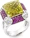 18K White Gold Yellow Topaz Pink Sapphire & Diamond Ring