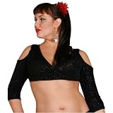 Minya Glitter Choli Top (Large, Black Ice)