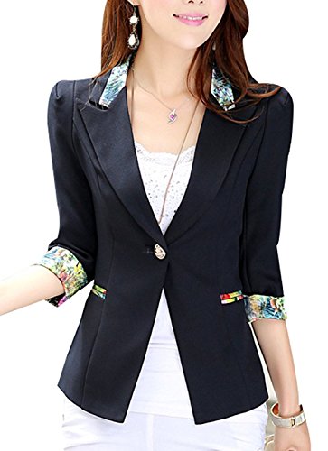 Aro Lora Women's 1/2 Long Sleeve Slim Fitted Floral Print Casual Suit Jacket Blazer
