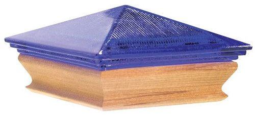 Woodway Products 870.3349 4-by-4-Inch Cedar Trimmed Glass Pyramid Post cap, 12-Pack, Cedar/Blue