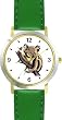 Koala on Branch - Koala Bear Animal - WATCHBUDDY&reg; DELUXE TWO-TONE THEME WATCH - Arabic Numbers - Green Leather Strap-Women's Size-Small