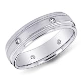 14K White Gold Diamond Acccented Men's Band Ring