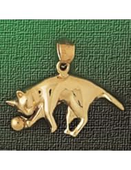 Dazzlers Solid 14k Gold Cat Playing With Ball Charm Pendant Available in three colors from jewelsberry (weights: 2.7 grams only)