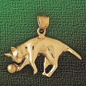 Cheap Girls Jewelry Dazzlers Solid 14k Gold Cat Playing With Ball Charm Pendant Available in three colors from jewelsberry (weights: 2.7 grams only) For Sale