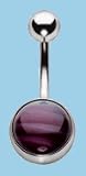 Agate Stripe Fireball Navel Bar 14 gauge by 3/8 in length