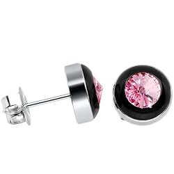 9mm Bezel October Birthstone Stud Earrings