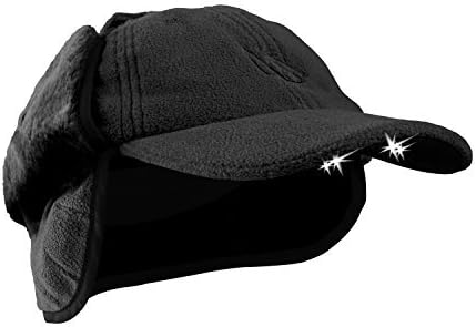 POWERCAP CUB4W-2443 LED Lighted Winter Fleece Hat with Ear Flaps, One Size Fits Most, Black by POWERCAP
