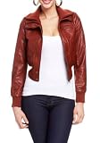 41PEJ3Wj6nL. SL160  2B Stacey Knit Collar Leatherette Bomber Jacket