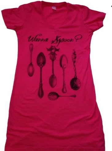 Cotton Sleepshirts - Designed and Printed in the USA - Quirky, Whimsical Designs (2X/3X, Wanna Spoon Hot Pink)