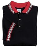 Gildan Ultra Cotton - Pique Knit Sport Shirt with Racing Check Trim Black/Red-2XL