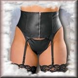 Sexy y2Diva Leather Garter Belt With Zipper and Lace Up Back in Queen Plus Size 1X, 2X or 3X