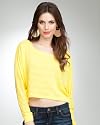 bebe Cropped Sheer Stripe Dolman Top