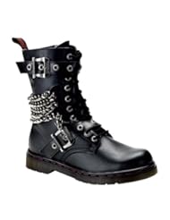 Shoes: MENS SIZING Combat Boots Gothic Ankle Boots Buckle Chains Lace Up Size: 8 - Summit Fashions