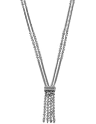 14 Karat White Gold Double Strand Cyclone Lariat Necklace (16 inch)