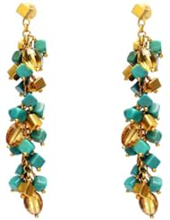 Solid Gold Genuine Gemstones Dangle Earring Fashion Gift Jewelry