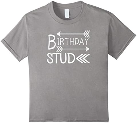 Kids Birthday Stud Boys Tshirt 4 5 6 7 8 9 10 11 12 years old 4 Slate