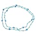 Jewelry : Turquoise Blue Beaded Long Collar Necklace with Shiny Glass Beads