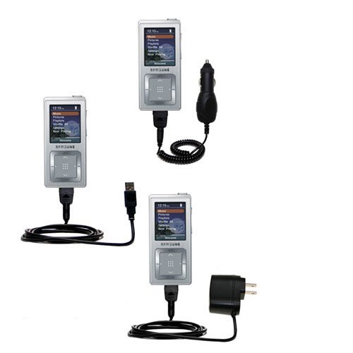 Deluxe Kit for the Samsung Yepp YP-Z5 includes a USB cable with Car and Wall Charger - Gomadic Brand w/ TipExchange Technology