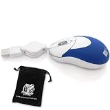 Travel Size Optical Mouse for all Acer Netbooks and Notebooks - with Retractable USB Cord ***Includes Accessory Bag***