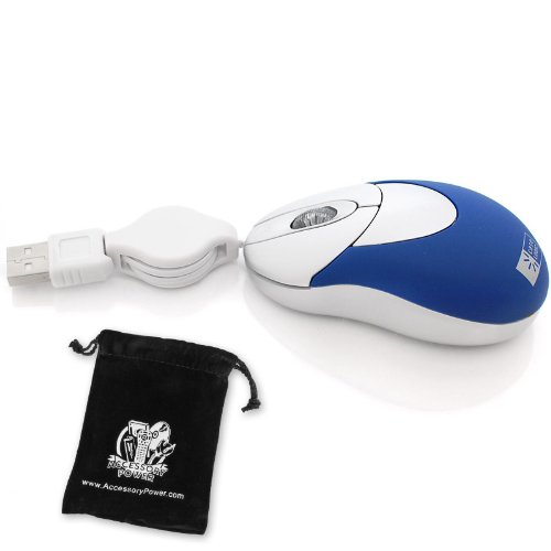 Travel Size Optical Mouse for all Acer Netbooks and Notebooks - with Retractable USB Cord ***Includes Accessory Bag***