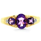 10K améthyste en or jaune et diamants Bague Accent