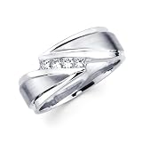 14K White Gold Princess Diamond Men's Couple Wedding Ring Band (1/3 ctw., GH Color, SI Clarity)