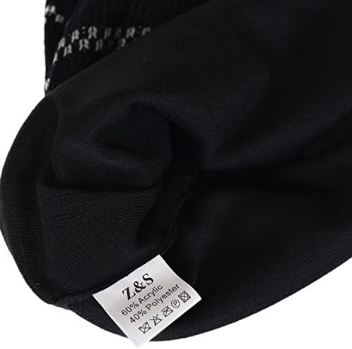 Men Large Baggy Beanie Slouch Women Stripe Head Wrap Cap U-B734 (Black)