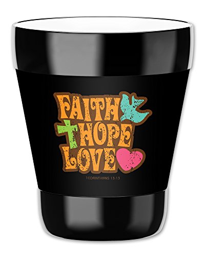 Mugzie 12-Ounce "Low Ball" Tumbler Drink Cup with Removable Insulated Wetsuit Cover - Faith, Hope, Love