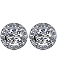 14k White-Gold Diamond Earrings by US Gems