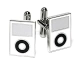 Silver-Tone Men's Cuff Links White MP3 Player Cufflinks