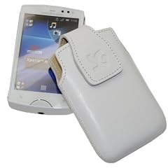 Suncase Ledertasche (Magnetverschluss) f�r Sony Ericsson Xperia mini pro wei�