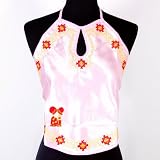 Floral Satin Halter Neck Top Strap Pink One Size