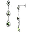 14K White Gold Emerald and Diamond Earrings